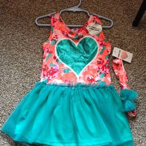 New chic turquoise and tangerine orange tutu dress headband